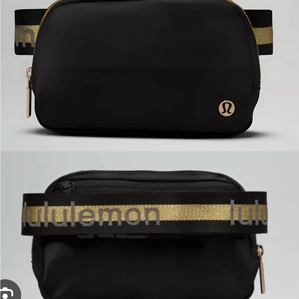 lululemon athletica Black everyday belt Bag with Gold Accents